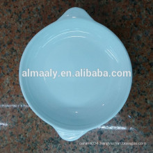 high white ceramic deep plate with handle for star hotel